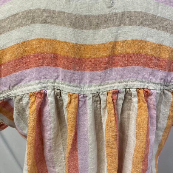 Lou & Grey Striped Linen Twist Front Shirt Women Small Preppy Beach Coastal Pink - Picture 9 of 15